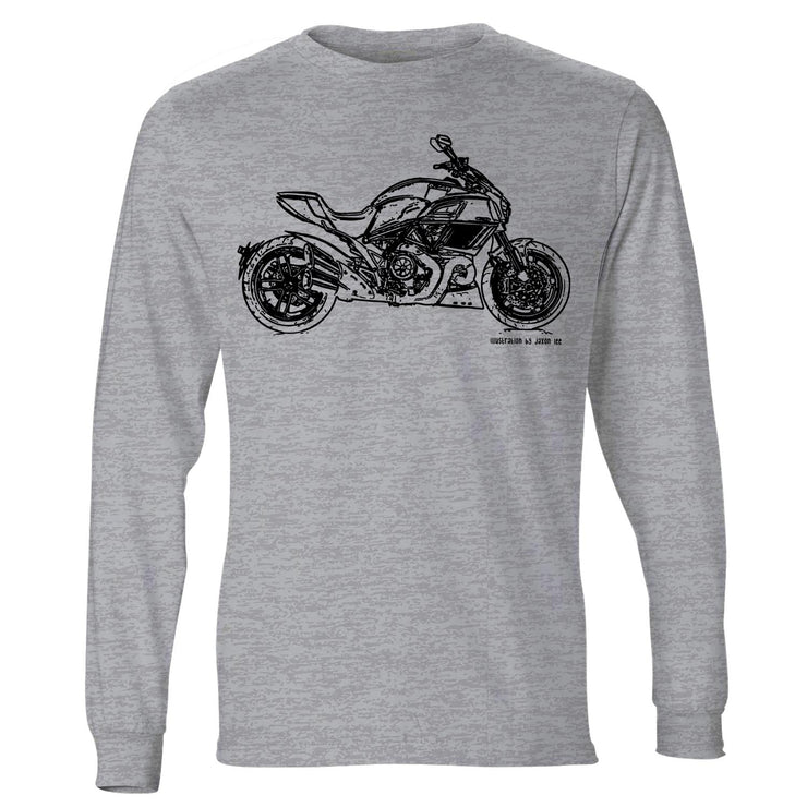 JL Illustration For A Ducati Diavel Carbon Motorbike Fan LS-Tshirt
