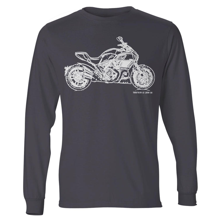 JL Illustration For A Ducati Diavel Carbon Motorbike Fan LS-Tshirt
