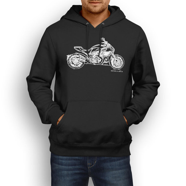 JL Illustration For A Ducati Diavel Carbon Motorbike Fan Hoodie