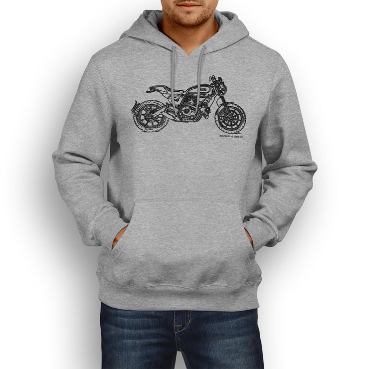 JL Illustration For A Ducati Scrambler Cafe Racer Motorbike Fan Hoodie