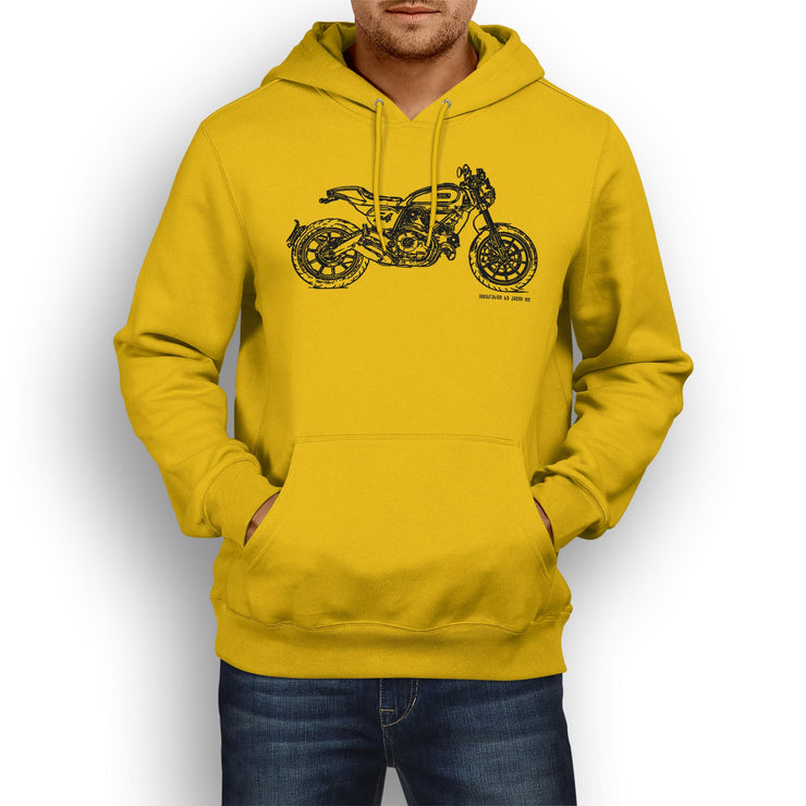 JL Illustration For A Ducati Scrambler Cafe Racer Motorbike Fan Hoodie