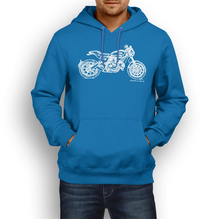JL Illustration For A Ducati Scrambler Cafe Racer Motorbike Fan Hoodie