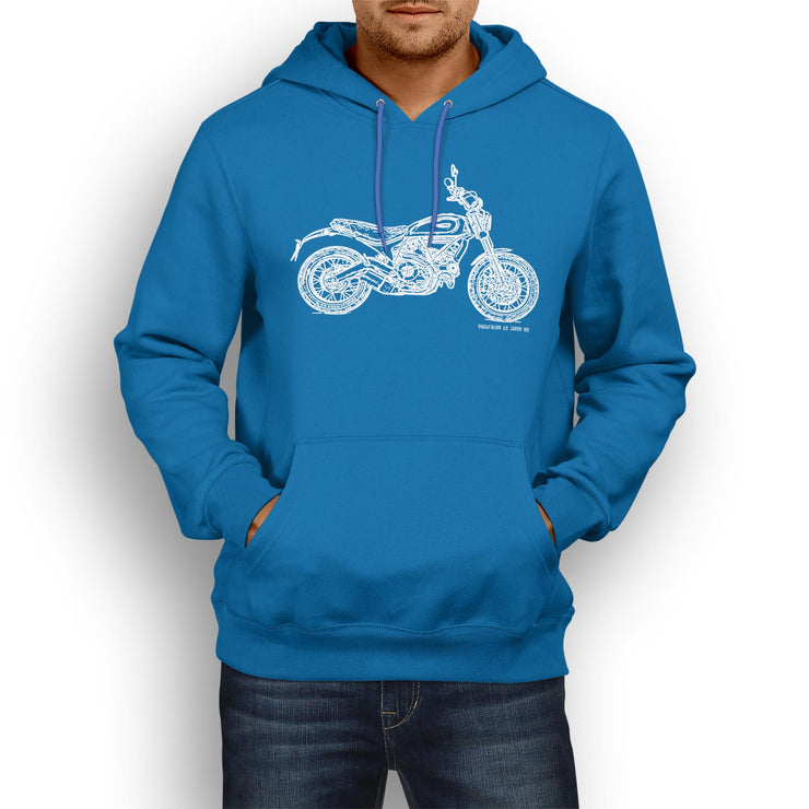 JL Illustration For A Ducati Scrambler Classic Motorbike Fan Hoodie