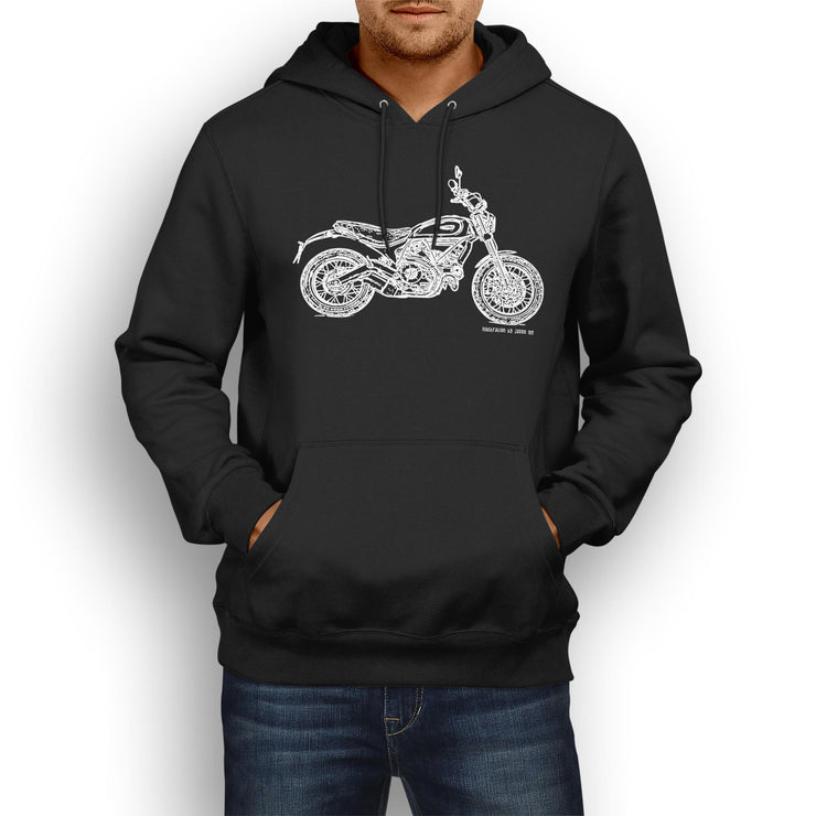 JL Illustration For A Ducati Scrambler Classic Motorbike Fan Hoodie