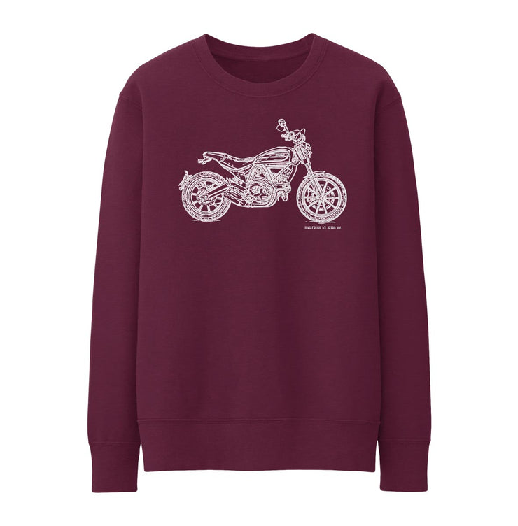 JL Illustration For A Ducati Scrambler Full Throttle Motorbike Fan Jumper
