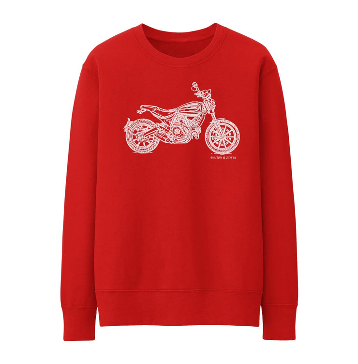 JL Illustration For A Ducati Scrambler Full Throttle Motorbike Fan Jumper