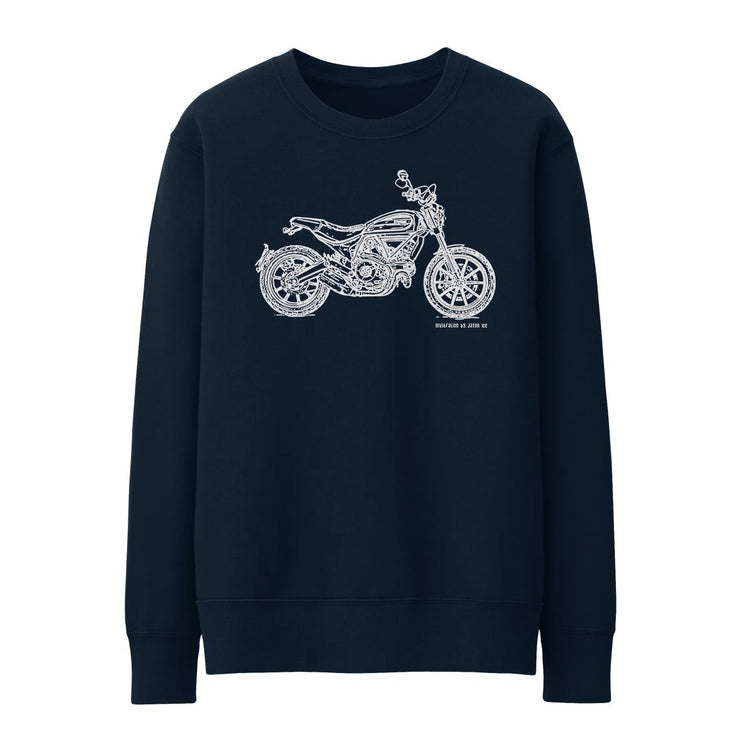 JL Illustration For A Ducati Scrambler Full Throttle Motorbike Fan Jumper