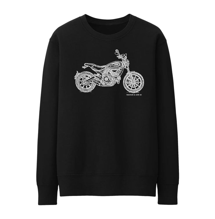 JL Illustration For A Ducati Scrambler Full Throttle Motorbike Fan Jumper