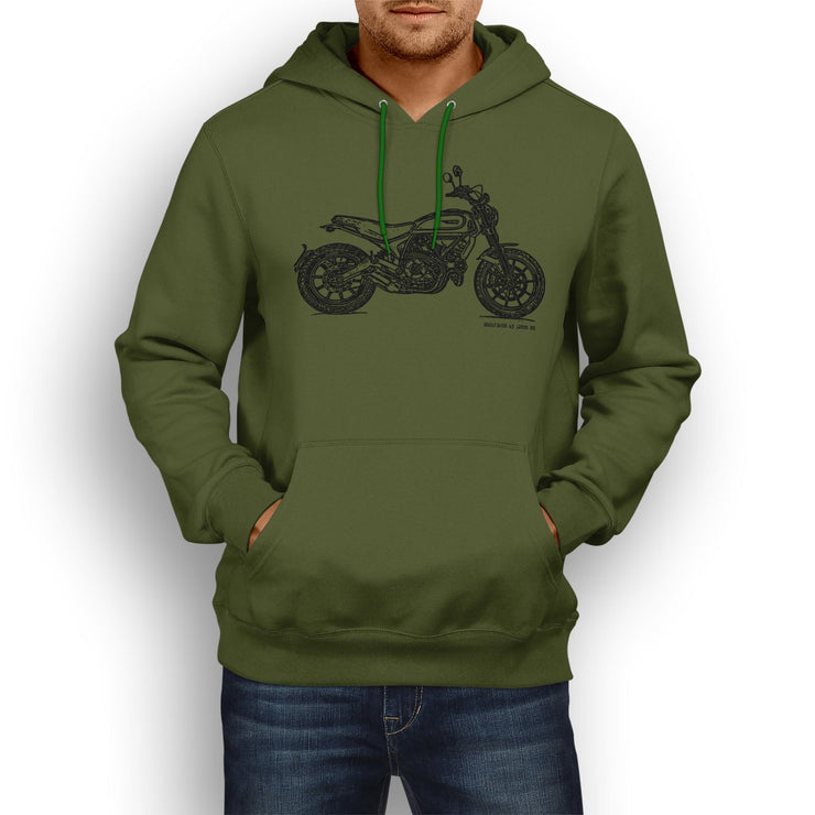 JL Illustration For A Ducati Scrambler Icon Motorbike Fan Hoodie