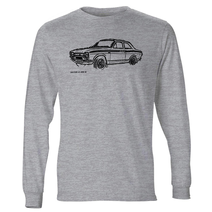 JL Illustration For A Ford Escort Mk1 Mexico Motorcar Fan LS-Tshirt