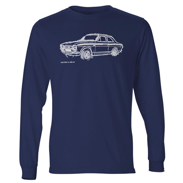 JL Illustration For A Ford Escort Mk1 Mexico Motorcar Fan LS-Tshirt