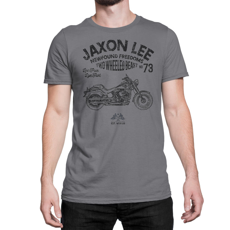 JL Freedom Art Tee aimed at fans of Harley Davidson Fat Boy Motorbike