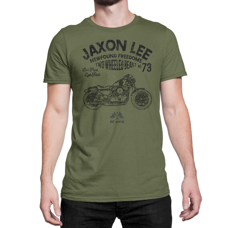 JL Freedom Art Tee aimed at fans of Harley Davidson Forty Eight Motorbike