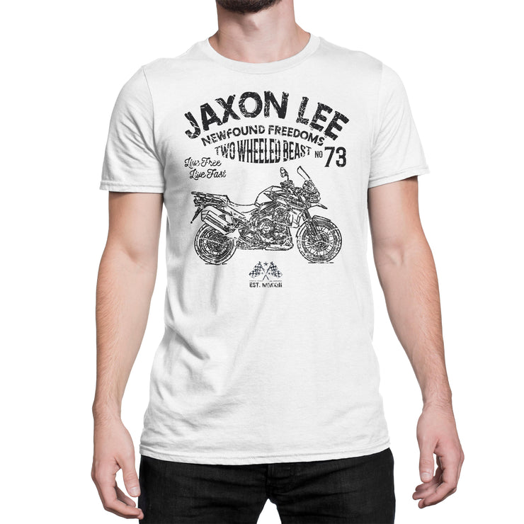 JL Freedom Art Tee aimed at fans of Triumph Tiger Explorer Spoked Wheels Motorbike