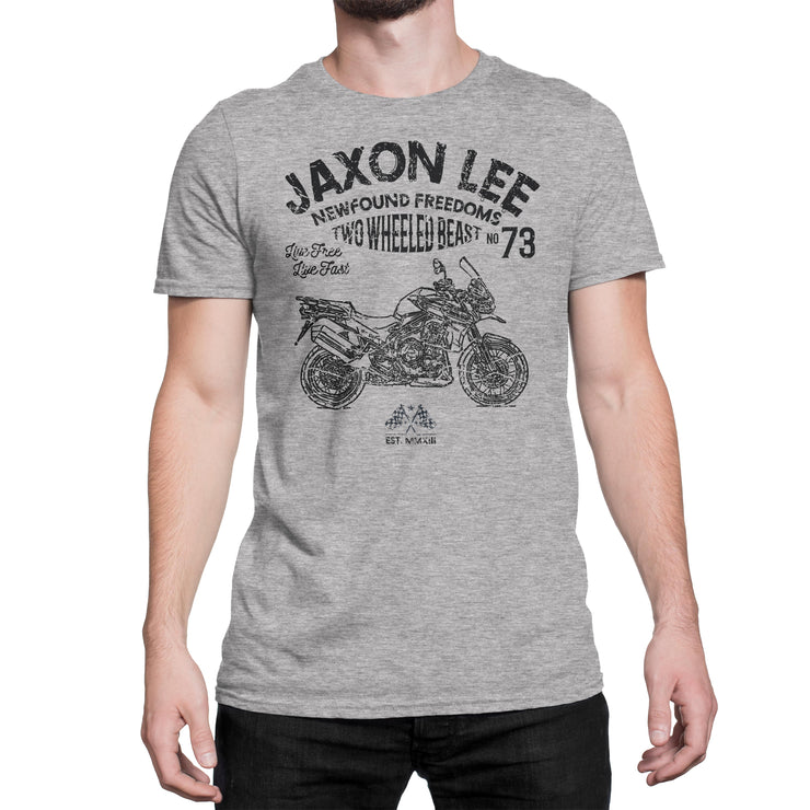 JL Freedom Art Tee aimed at fans of Triumph Tiger Explorer Spoked Wheels Motorbike