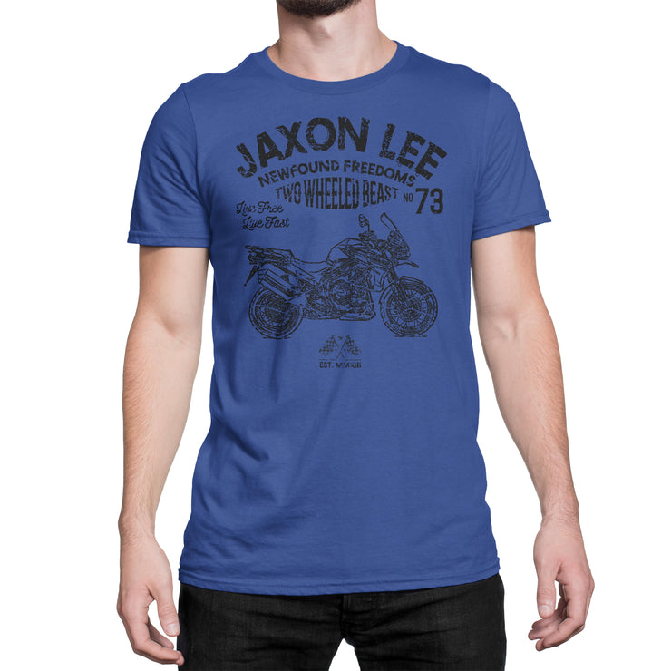 JL Freedom Art Tee aimed at fans of Triumph Tiger Explorer Spoked Wheels Motorbike