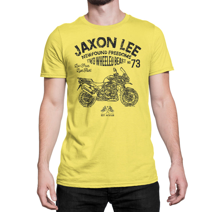 JL Freedom Art Tee aimed at fans of Triumph Tiger Explorer Spoked Wheels Motorbike