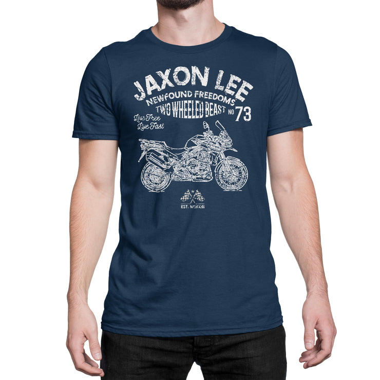 JL Freedom Art Tee aimed at fans of Triumph Tiger Explorer Spoked Wheels Motorbike