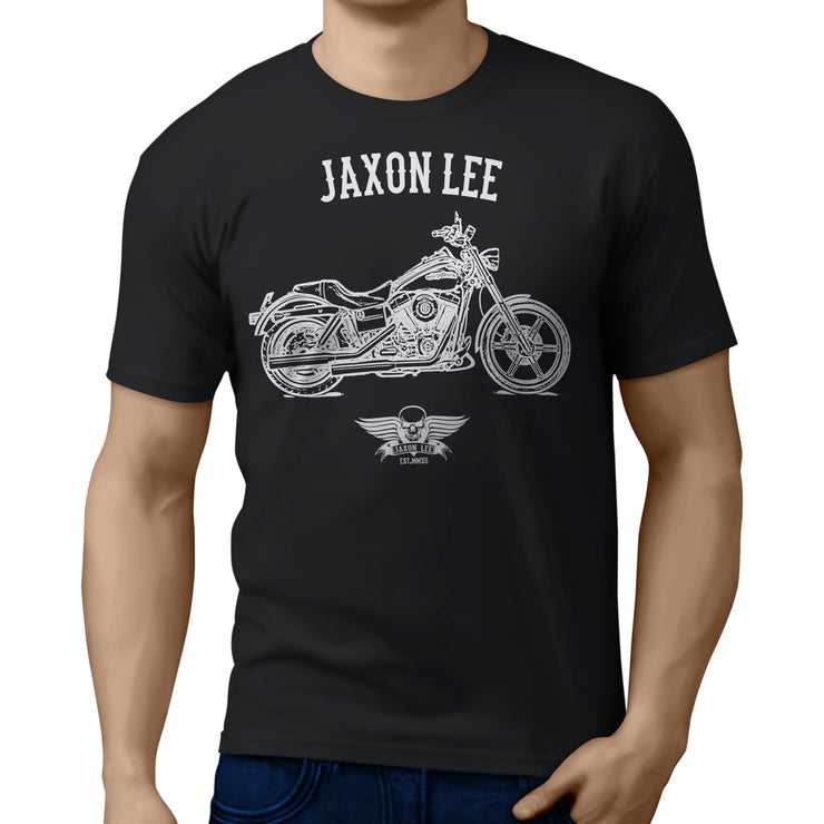 Jaxon Lee Art Tee aimed at fans of Harley Davidson Super Glide Custom Motorbike