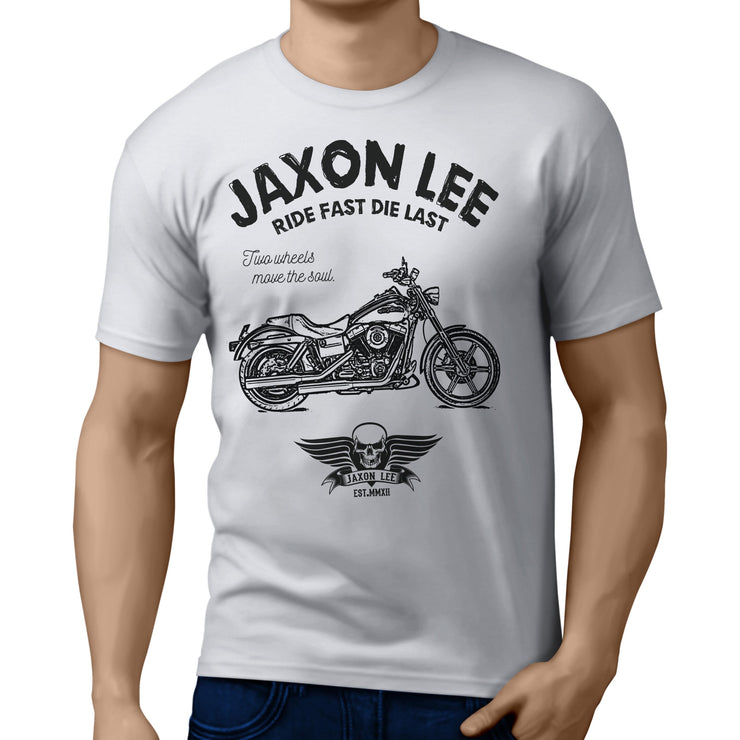 JL Ride Art Tee aimed at fans of Harley Davidson Super Glide Custom Motorbike