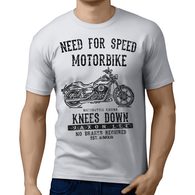 JL Speed Art Tee aimed at fans of Harley Davidson Super Glide Custom Motorbike