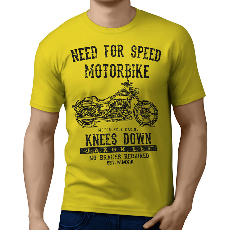 JL Speed Art Tee aimed at fans of Harley Davidson Super Glide Custom Motorbike