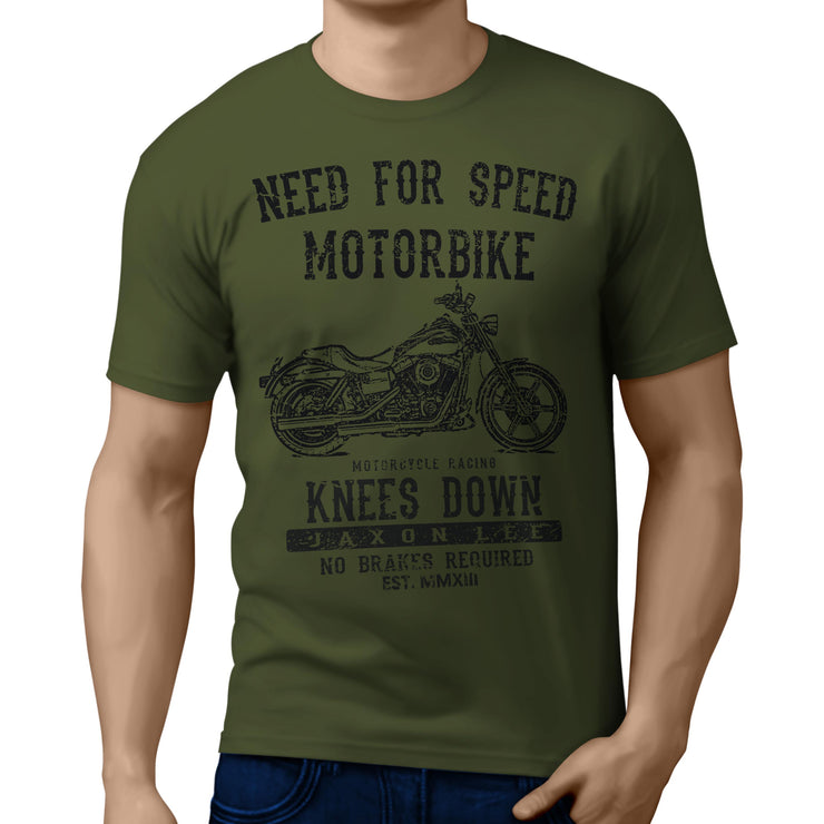 JL Speed Art Tee aimed at fans of Harley Davidson Super Glide Custom Motorbike