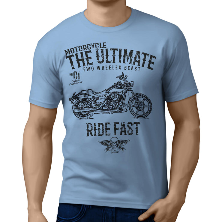 JL Ultimate Art Tee aimed at fans of Harley Davidson Super Glide Custom Motorbike