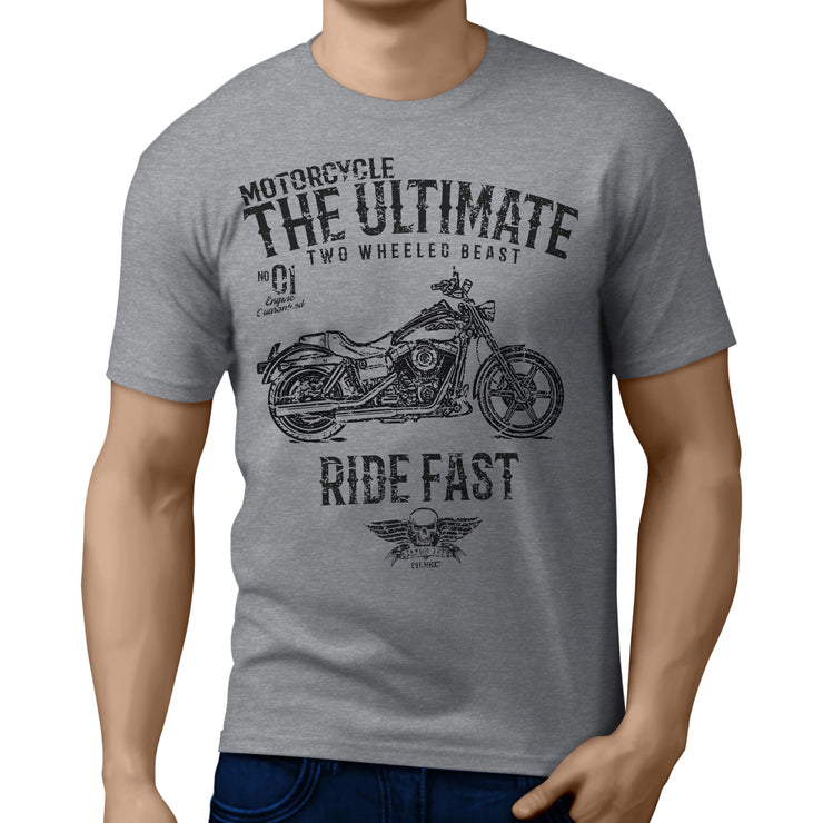 JL Ultimate Art Tee aimed at fans of Harley Davidson Super Glide Custom Motorbike