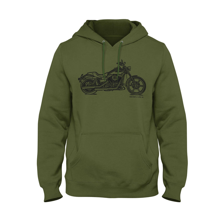 JL Illustration For A Harley Davidson Super Glide Custom Motorbike Fan Hoodie