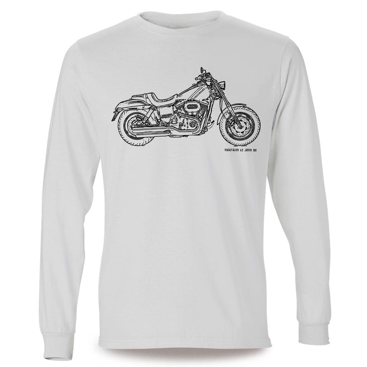 JL Illustration For A Harley Davidson Fat Bob Motorbike Fan LS-Tshirt