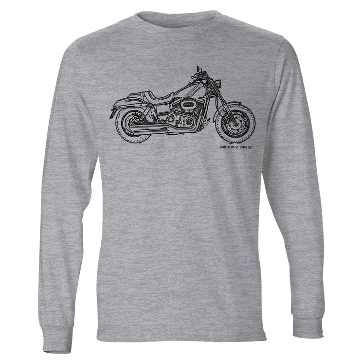 JL Illustration For A Harley Davidson Fat Bob Motorbike Fan LS-Tshirt
