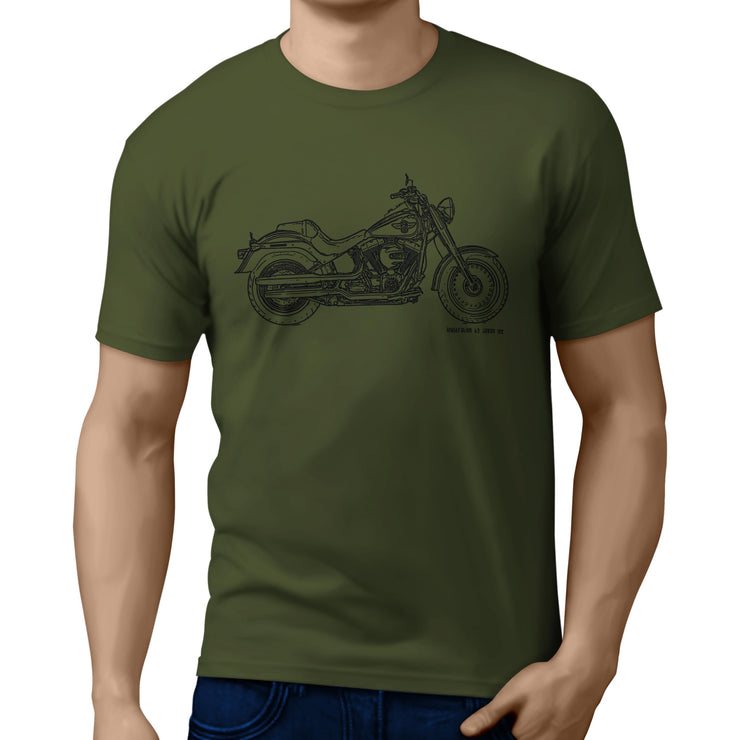 JL Illustration For A Harley Davidson Fat Boy Motorbike Fan T-shirt