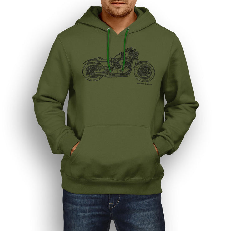 JL Illustration For A Harley Davidson Forty Eight Motorbike Fan Hoodie