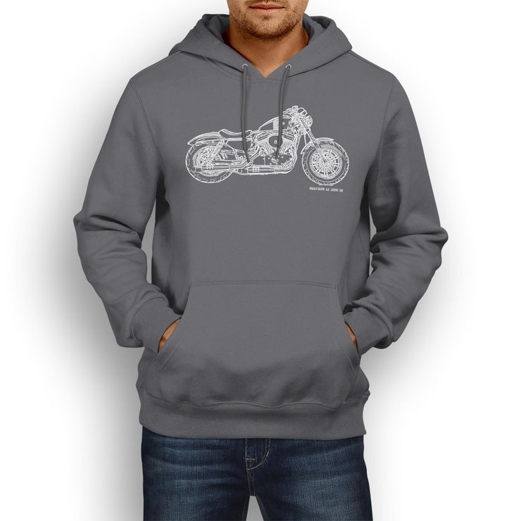 JL Illustration For A Harley Davidson Forty Eight Motorbike Fan Hoodie