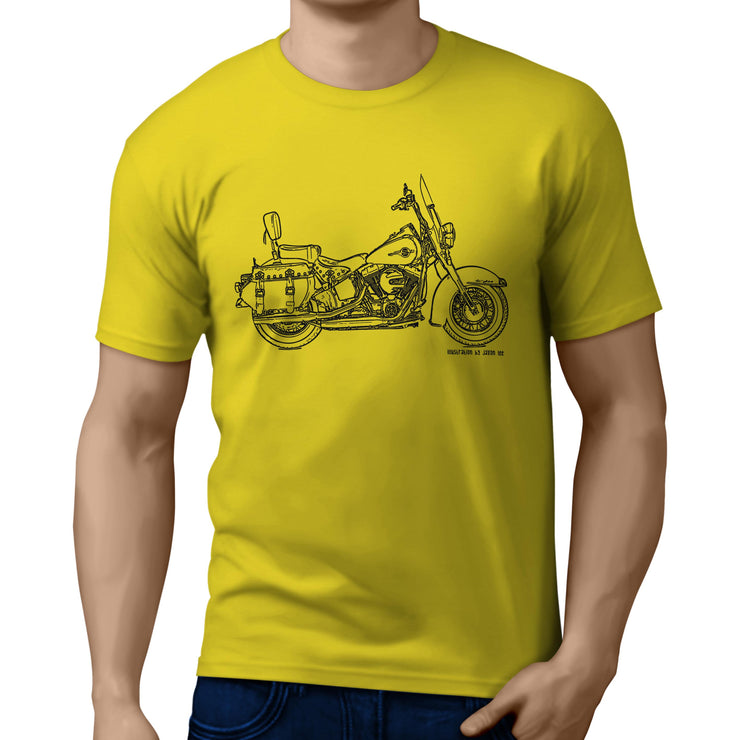 JL Art Tee aimed at fans of Harley Davidson Heritage Softail Classic Motorbike
