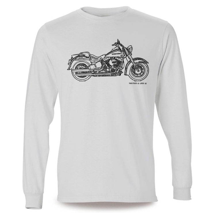 JL Illustration For Harley Davidson Softail Deluxe Motorbike Fan LS-Tshirt