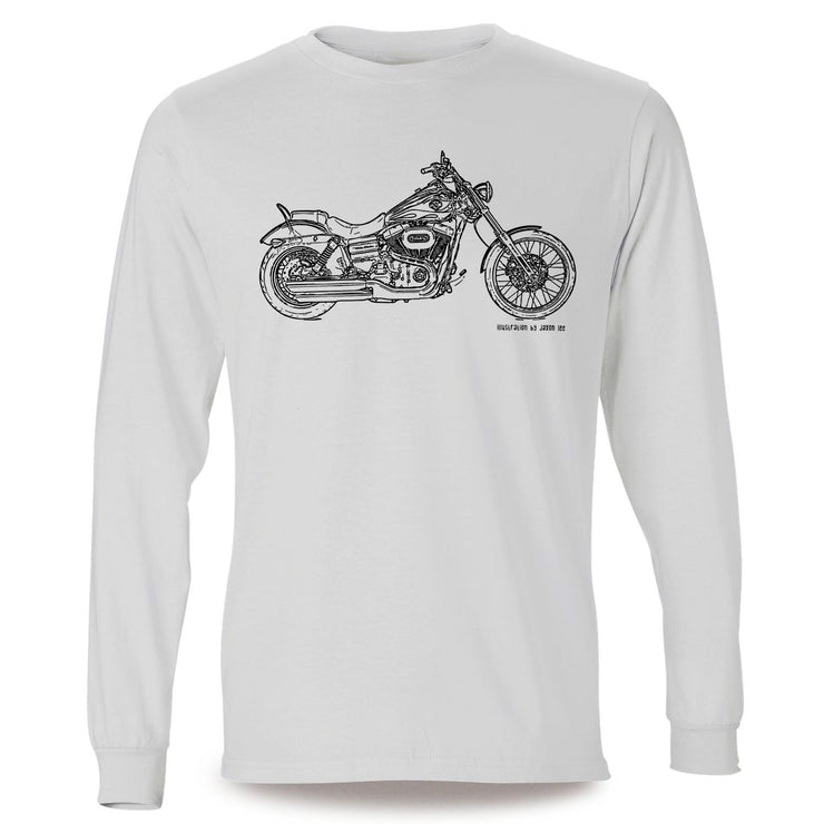 JL Illustration For A Harley Davidson Wide Glide Motorbike Fan LS-Tshirt