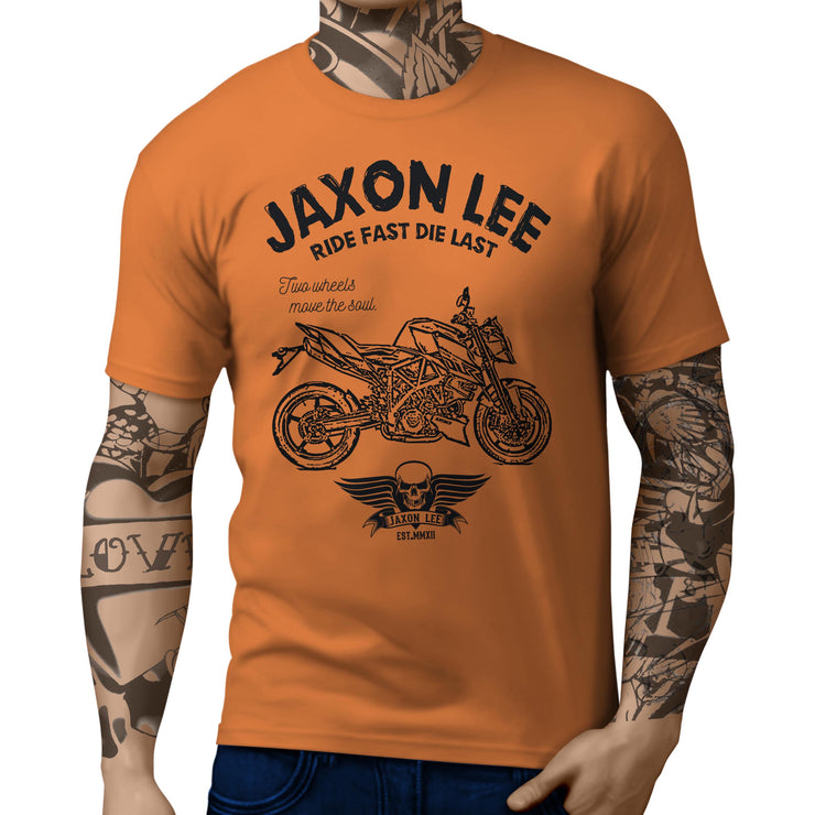 JL Ride illustration for a KTM 990 R Super Duke Motorbike fan T-shirt
