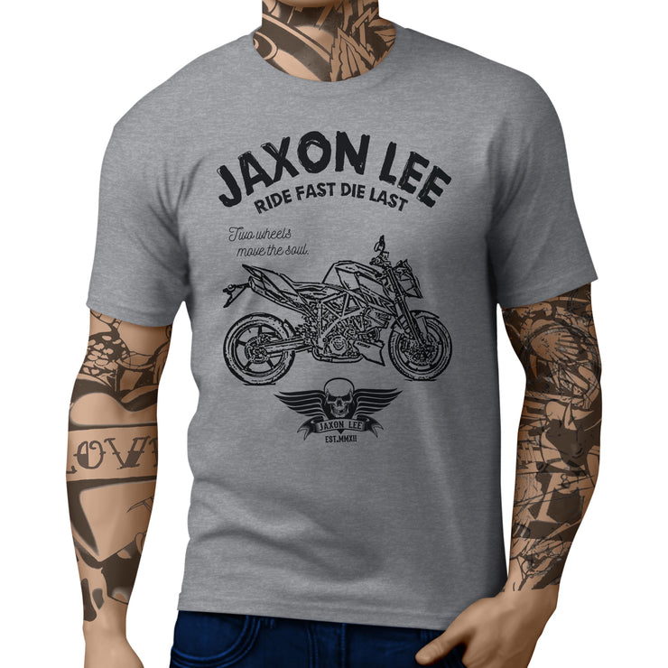 JL Ride illustration for a KTM 990 R Super Duke Motorbike fan T-shirt