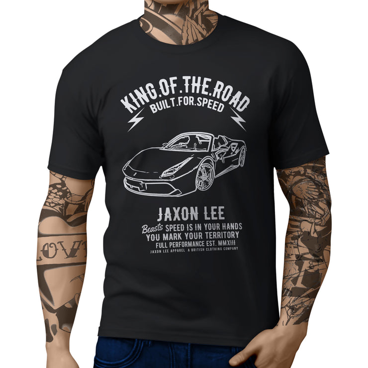 JL King Illustration For A Ferrari 488 Spider Motorcar Fan T-shirt