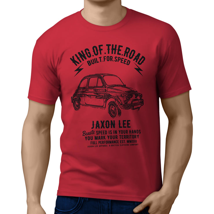 JL King Illustration For A Fiat 500 Lusso 1969 Motorcar Fan T-shirt