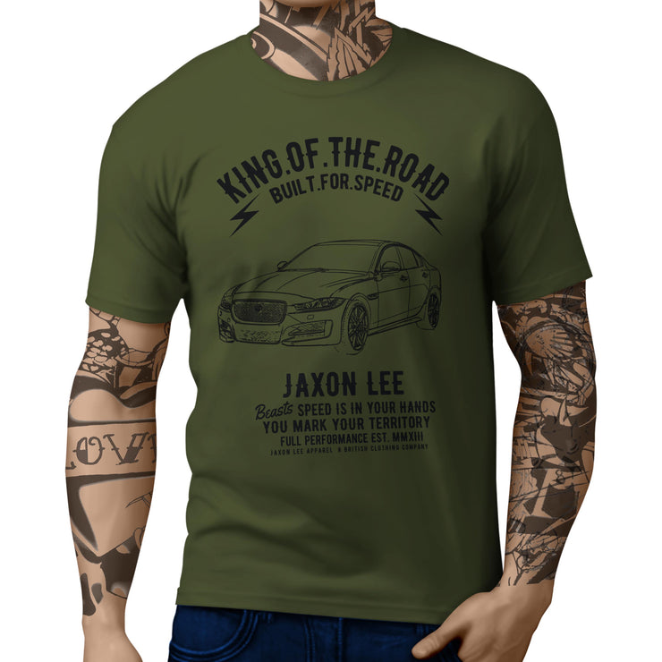 JL King Illustration For A Jaguar XE R Sport Motorcar Fan T-shirt