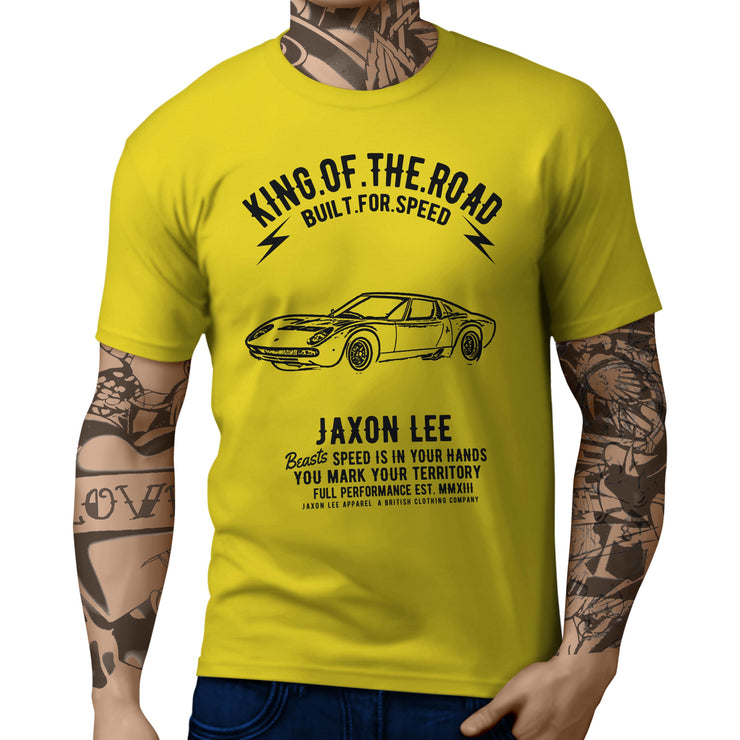 JL King Illustration For A Lambo Miura Motorcar Fan T-shirt