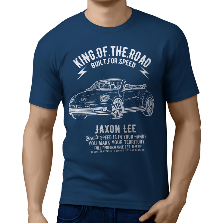 JL King illustration for a Volkswagen Beetle Cabriolet Motorcar fan T-shirt