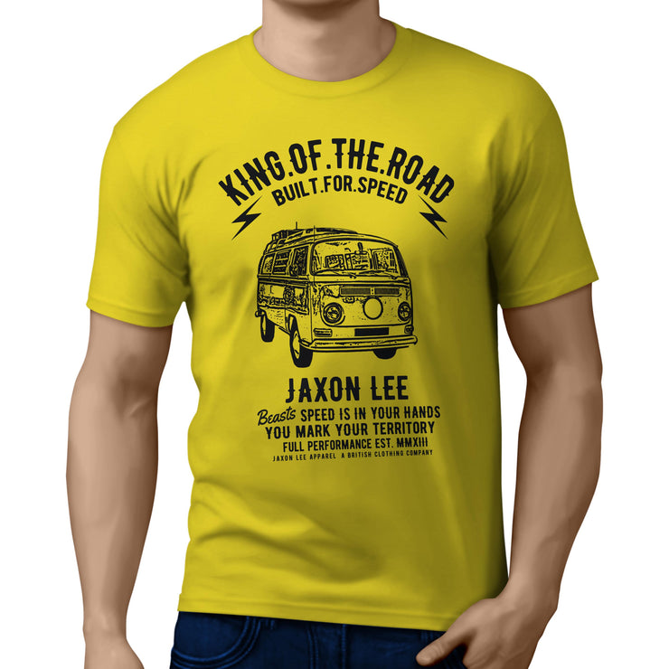 JL King illustration for a Volkswagen Campervan 1968 fan T-shirt