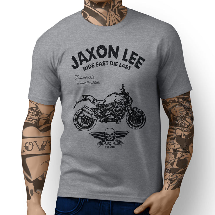 JL Ride Illustration For A Ducati Monster 1200 Motorbike Fan T-shirt