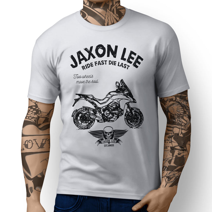 JL Ride Illustration For A Ducati Multistrada 1200 DVT 2015 Motorbike Fan T-shir