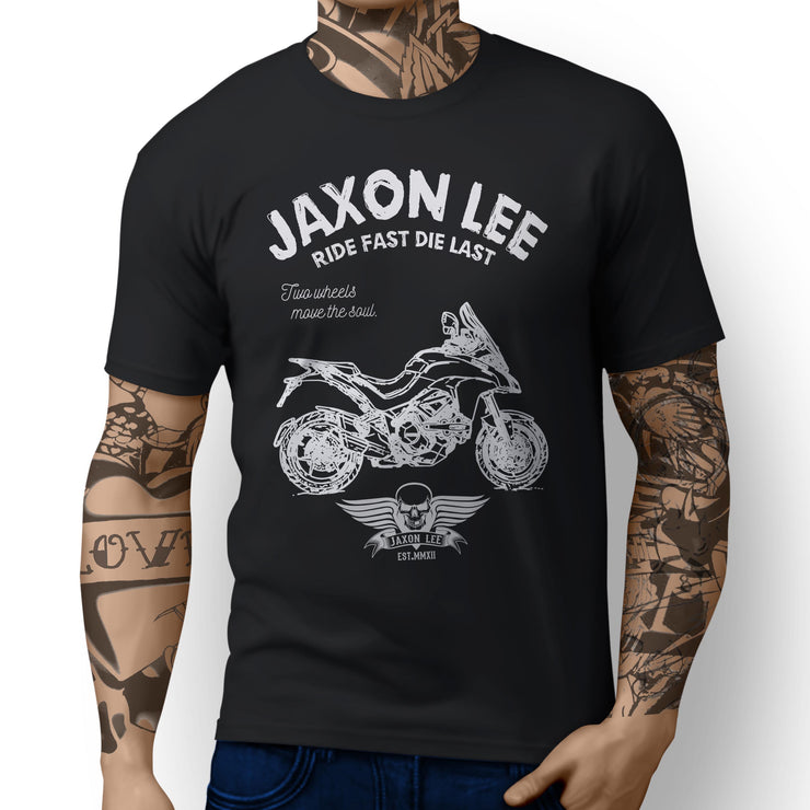JL Ride Illustration For A Ducati Multistrada 1200 DVT 2015 Motorbike Fan T-shir