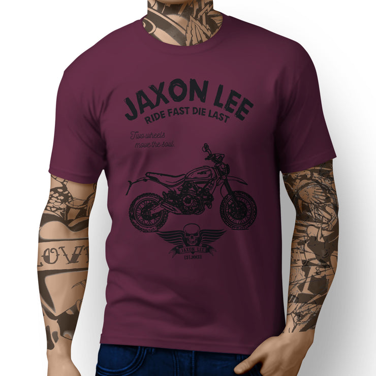 JL Ride Illustration For A Ducati Scrambler Desert Sled Motorbike Fan T-shirt